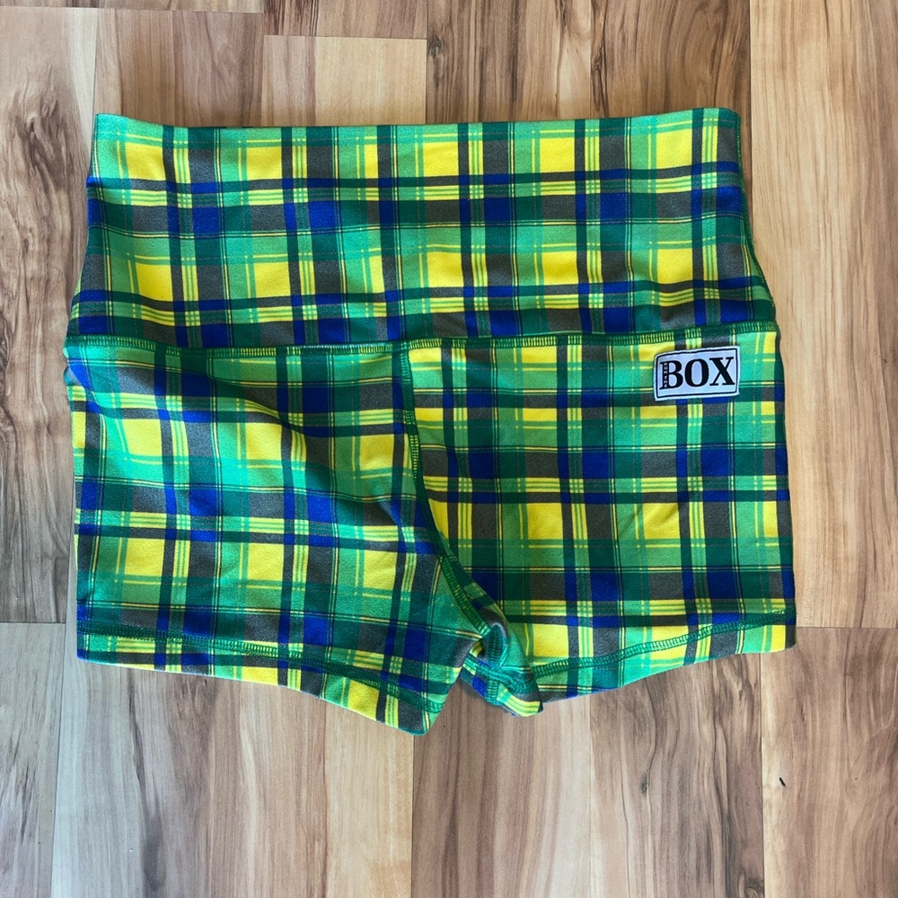 Plaid Yellow and Green spandex Shorts